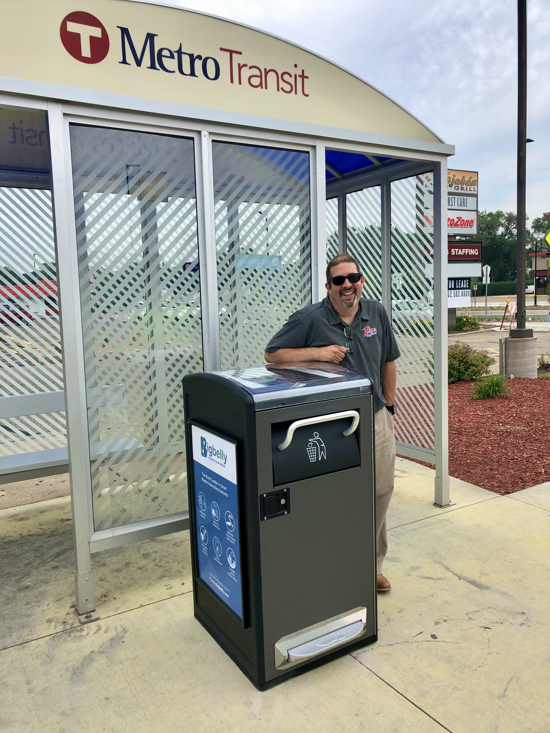 Bigbelly Smart Waste & Recycling HC5 Single - Richfield MN - Side Message Panel - Foot Pedal (Edited)