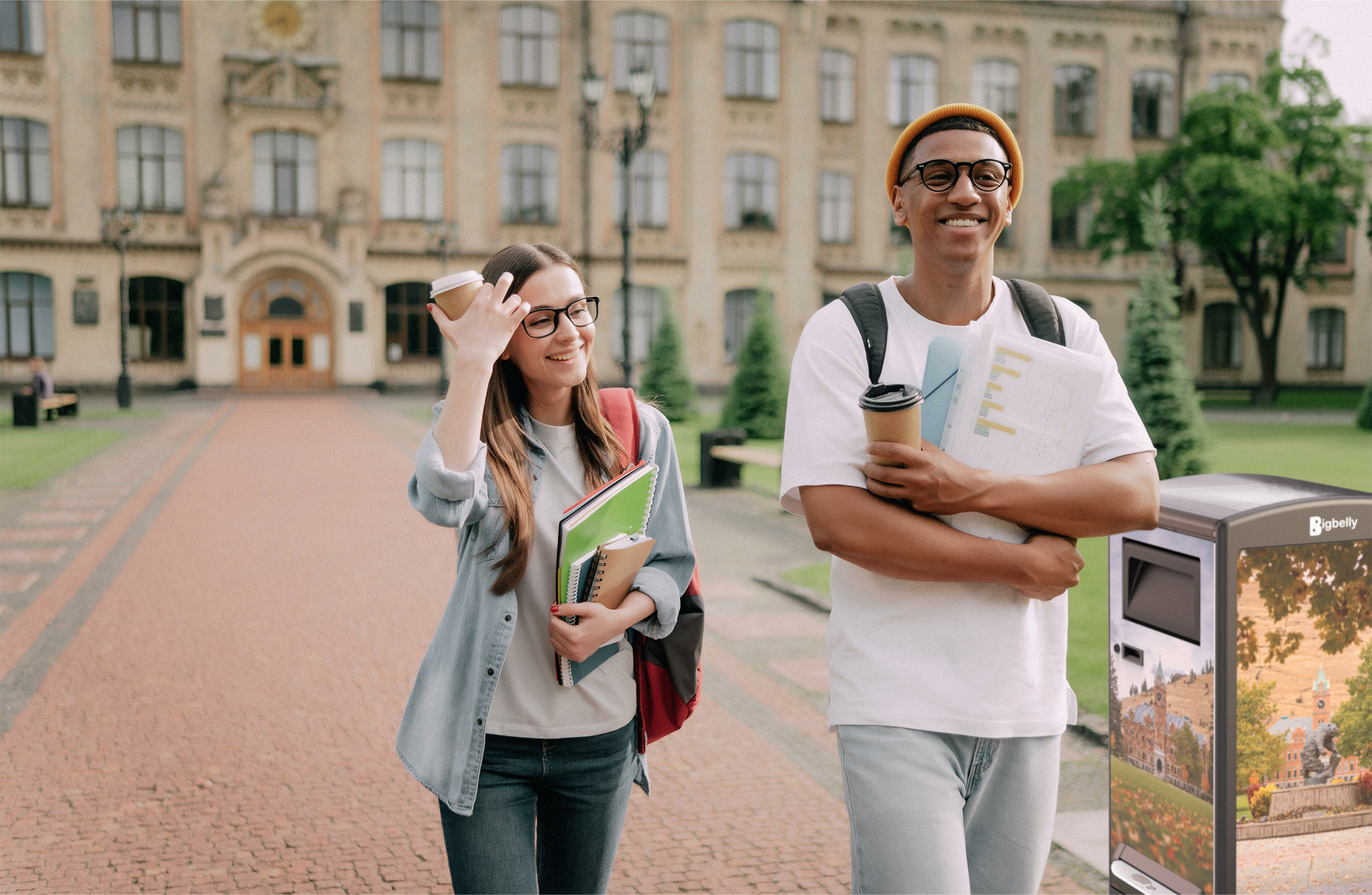 clean college campus with bigbelly solar trash compactors - contact bigbelly for your college campus