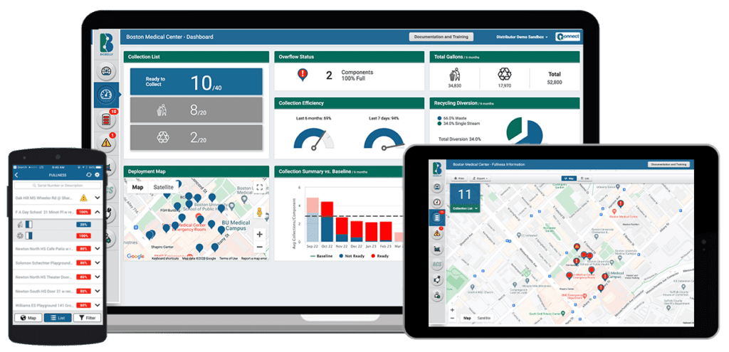 image showing bigbelly trash can and recycling bin management software